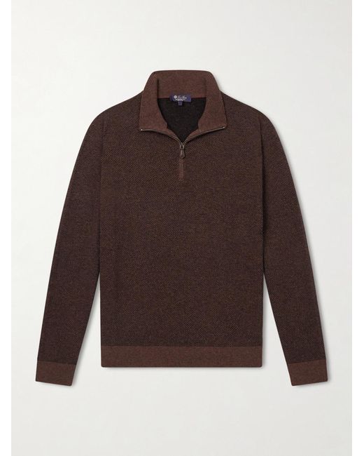 Loro Piana Brown Roadster Cashmere Half-Zip Sweater for men