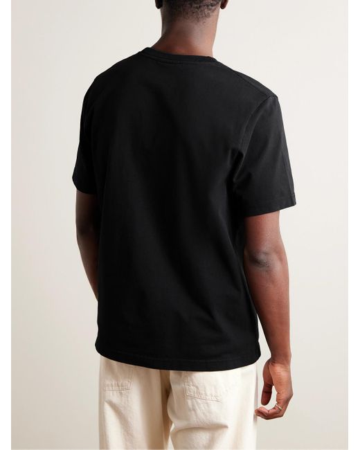T-shirt in jersey di cotone con logo applicato di Maison Kitsuné in Black da Uomo