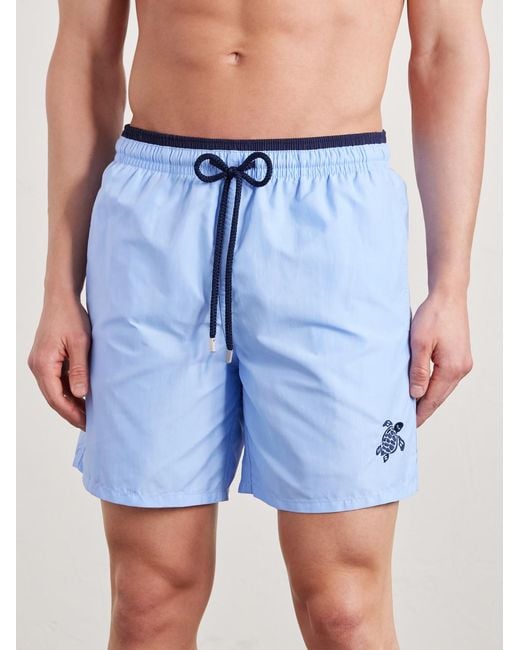 Vilebrequin Blue Moka Straight-Leg Mid-Length Econyl Swim Shorts for men