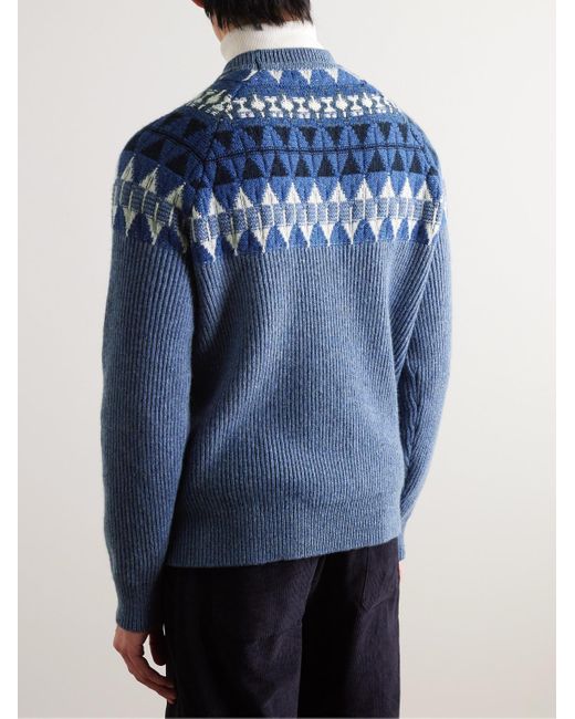 Loro Piana Blue Fair Isle Cashmere Sweater for men