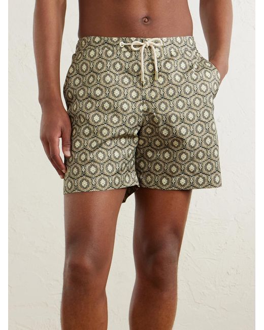 Orlebar Brown White Bulldog Passetto Straight-Leg Mid-Length Printed Swim Shorts for men