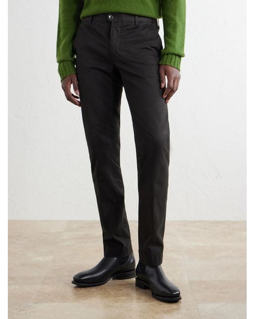 Slowear Black Straight-Leg Cotton-Blend Twill Trousers for men