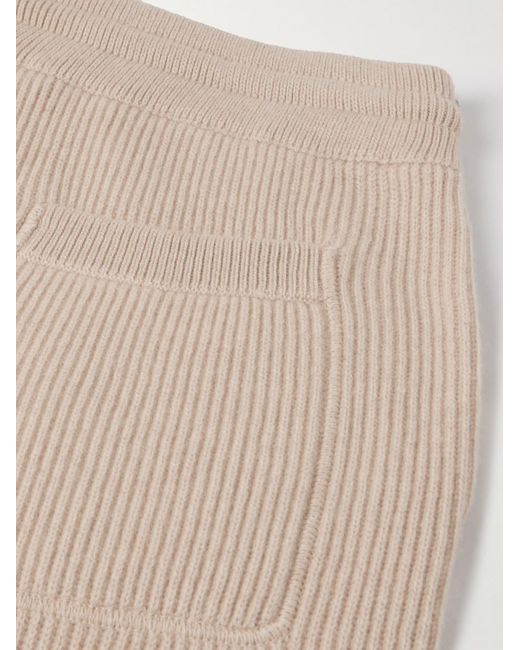 Brunello Cucinelli Natural Tapered Ribbed Cashmere Sweatpants for men
