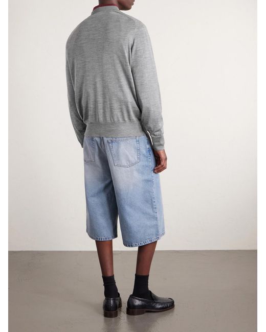 AMI Gray Logo-embroidered Wool Sweater for men