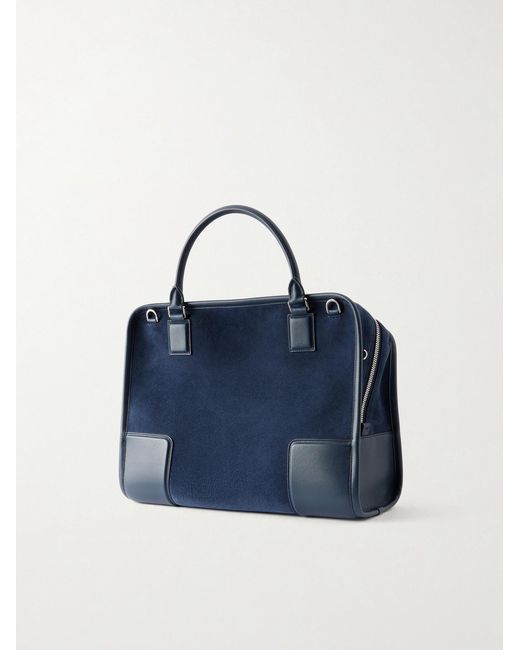 Loewe Blue Amazona 180 Leather-Trimmed Suede Tote Bag for men