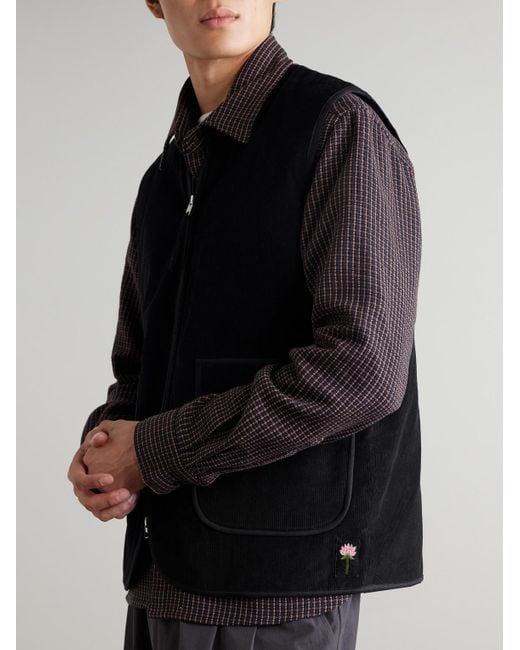 Kardo Black Chota Embroidered Cotton-Corduroy Gilet for men