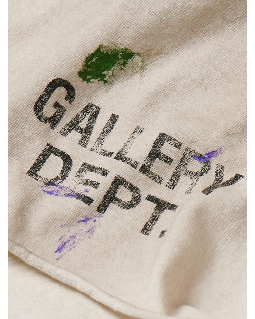 GALLERY DEPT. Natural Insomnia Straight-leg Logo-print Paint-splattered Cotton-jersey Shorts for men