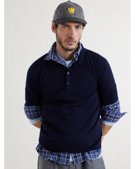(w)taps Blue Logo-embroidered Wool-blend Flannel Baseball Cap