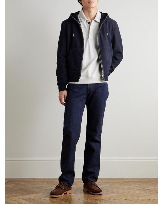 Mr P. Blue Suede Hoodie for men