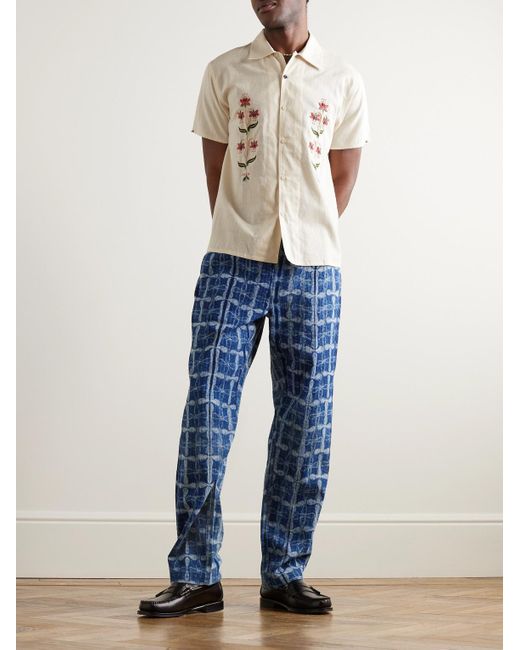 Kardo Chintan Hemd aus Baumwolle mit Stickereien und wandelbarem Kragen in Natural für Herren
