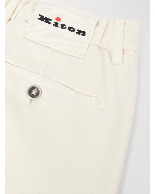 Kiton Schmal zulaufende Hose aus Twill aus einer Lyocell-Mischung in White für Herren