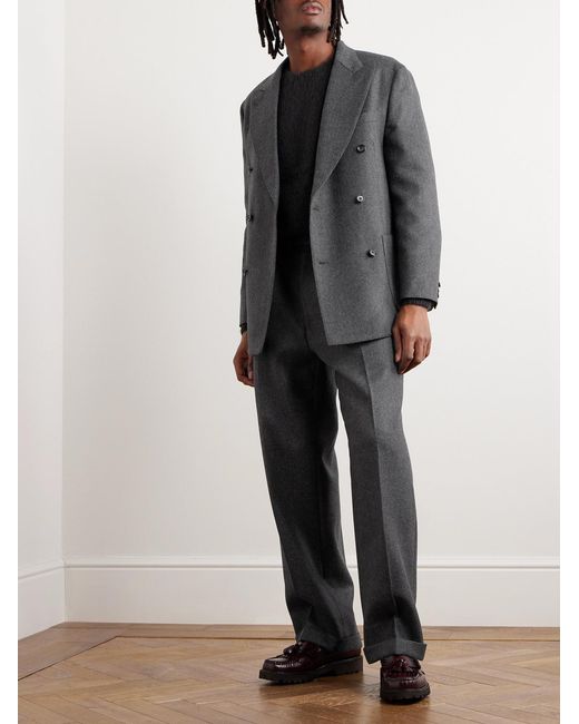 Kaptain Sunshine Black Double-Breasted Wool Suit Jacket for men