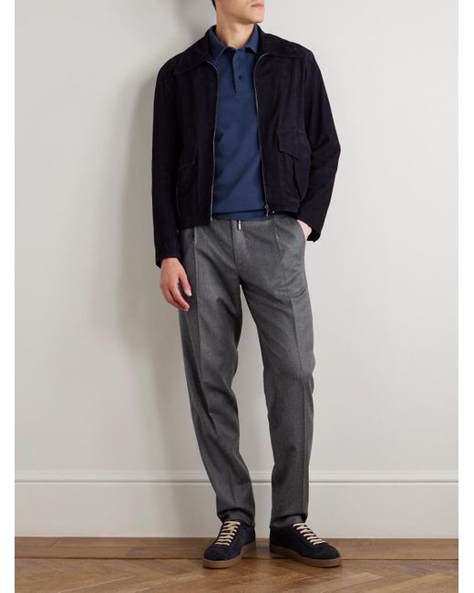 Lardini Gerade geschnittene Hose aus einer Stretch-Schurwoll-Kaschmirmischung mit Kordelzugbund und Falten in Gray für Herren