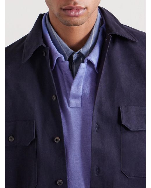 Massimo Alba Blue Aruba Linen And Cotton-Blend Polo Shirt for men
