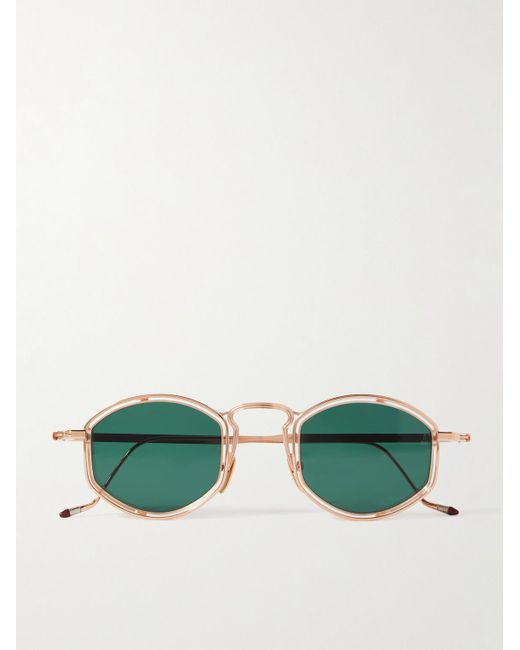 Jacques Marie Mage Green Aragon Round-frame Rose Gold-tone Titanium And Acetate Sunglasses for men