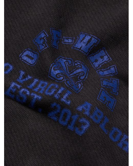 Felpa in jersey di cotone con cappuccio e stampa di Off-White c/o Virgil Abloh in Blue da Uomo