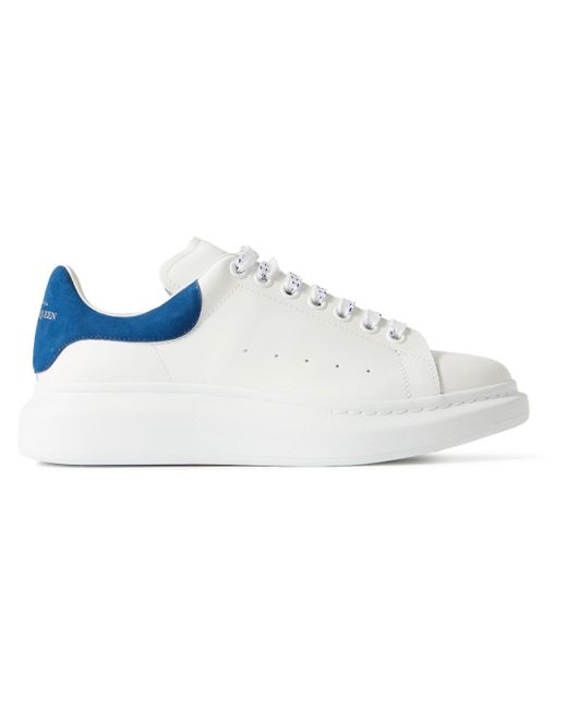 Alexander McQueen Blue Exaggerated-Sole Suede-trimmed Leather Sneakers for men