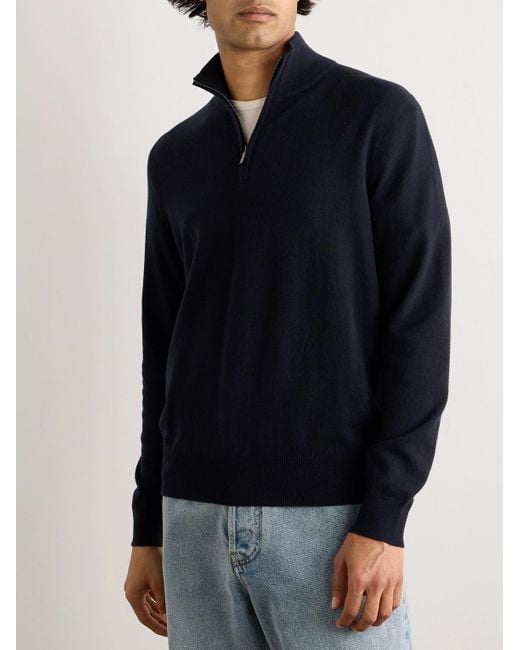 Loro Piana Blue Slim-Fit Baby Cashmere Half-Zip Sweater for men