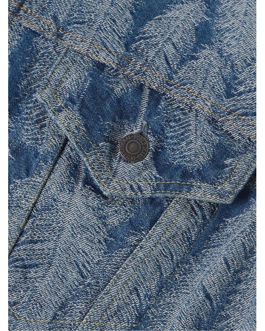 Kapital Blue Magpie Distressed Denim-Jacquard Jacket for men