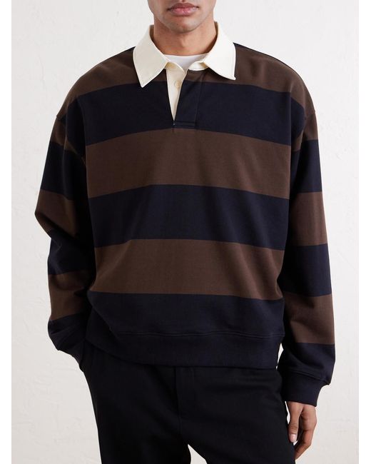 NN07 Blue David 30043 Striped Organic Cotton Polo Shirt for men