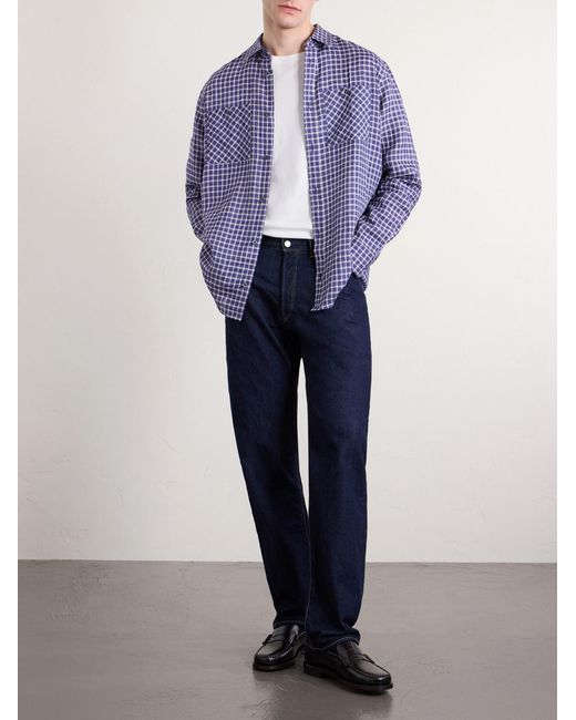 Paul Smith Purple Checked Linen Shirt for men
