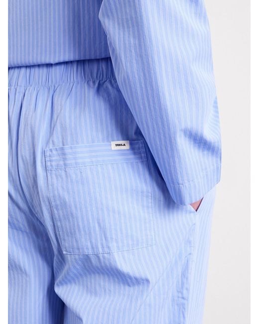 Tekla Blue Striped Organic Cotton-poplin Pyjama Trousers for men