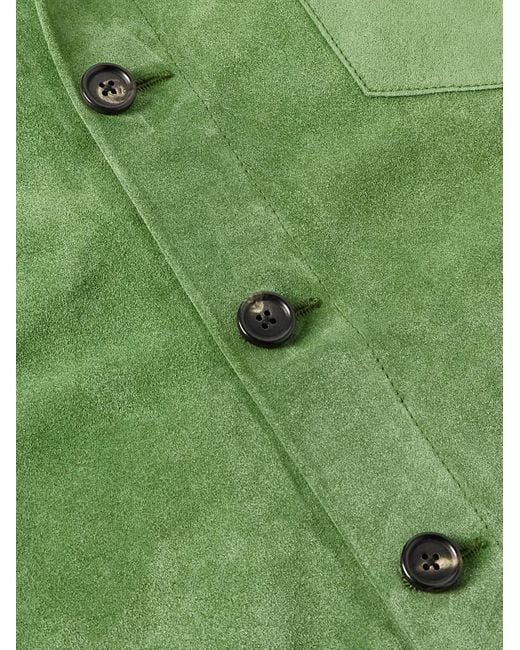 Bode Green Suede Overshirt for men