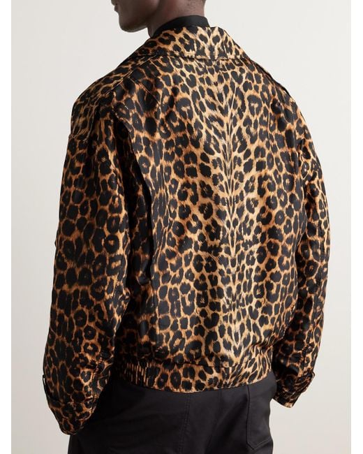 Saint Laurent Brown Leopard-print Silk-satin Jacket for men