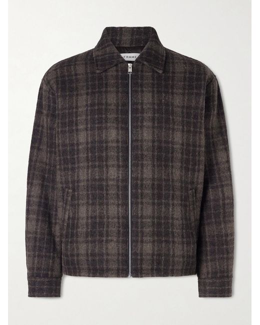 FRAME Black Padded Checked Virgin Wool-tweed Blouson Jacket for men