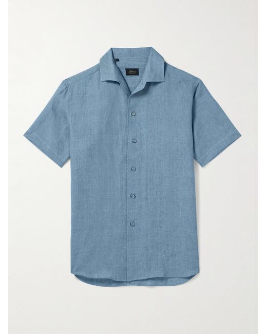 Brioni Blue Linen Shirt for men
