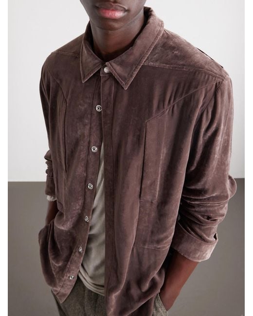 Rick Owens Brown Fogpocket Velour Jacket for men