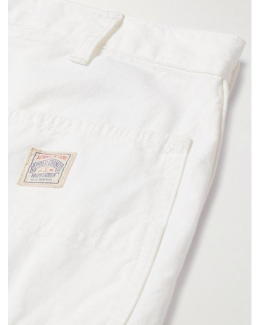 Polo Ralph Lauren Gerade geschnittene Jeansshorts in Distressed-Optik und Stückfärbung in White für Herren