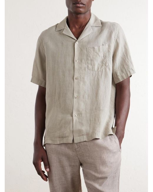 Frescobol Carioca Natural Angelo Camp-collar Linen Shirt for men