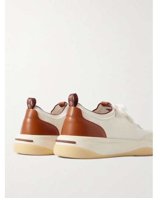 Loro Piana White 410 Lp Walk Leather-Trimmed Wish Wool Sneakers for men
