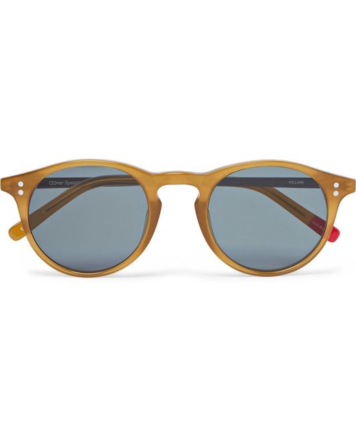 Oliver Spencer Brown William Round-frame Acetate And Silver-tone Sunglasses for men