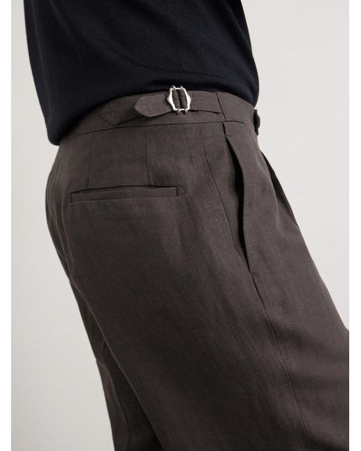 De Petrillo Gray Straight-Leg Linen Shorts for men
