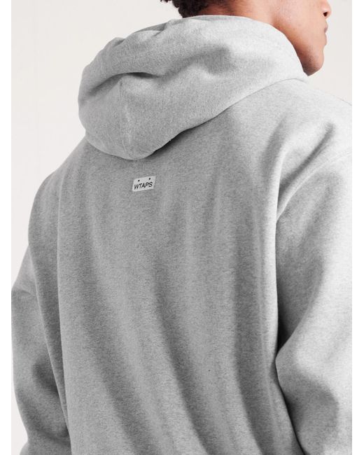 (w)taps White Aon Logo-Appliquéd Cotton-Jersey Hoodie for men