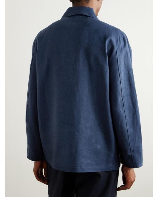 STÒFFA Blue Linen-Twill Jacket for men