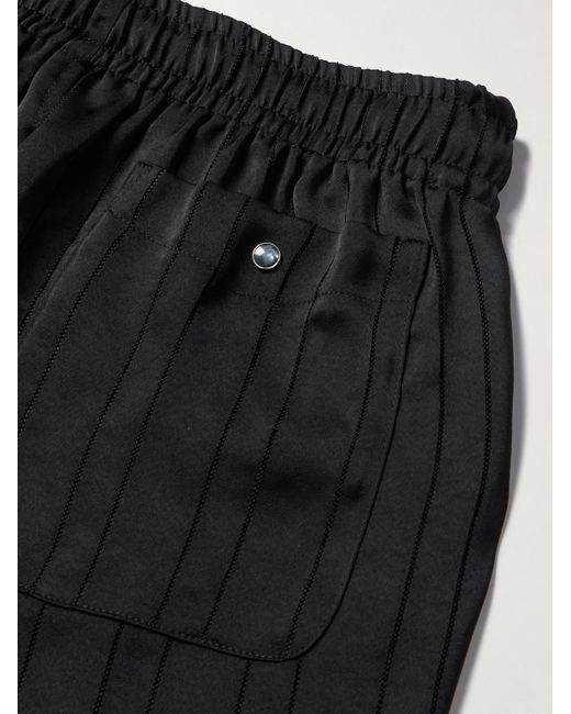 Needles Black Straight-leg Logo-embroidered Striped Georgette Shorts for men
