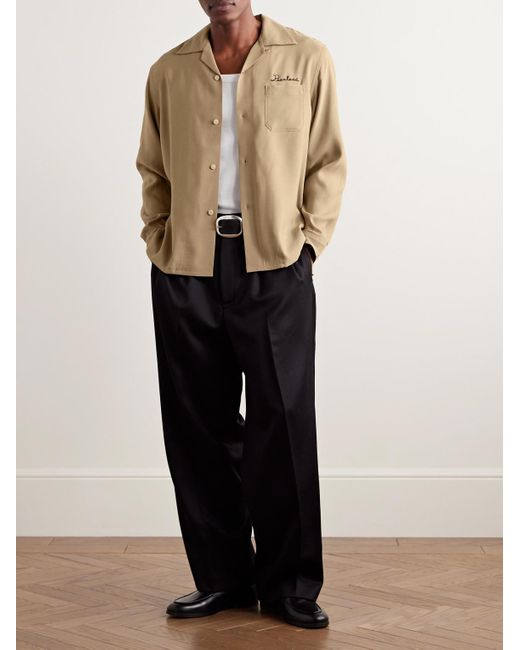 Visvim Natural Keesey Convertible-Collar Logo-Embroidered Woven Shirt for men