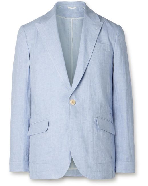 Oliver Spencer Blue Wyndhams Unstructured Linen Suit Jacket for men