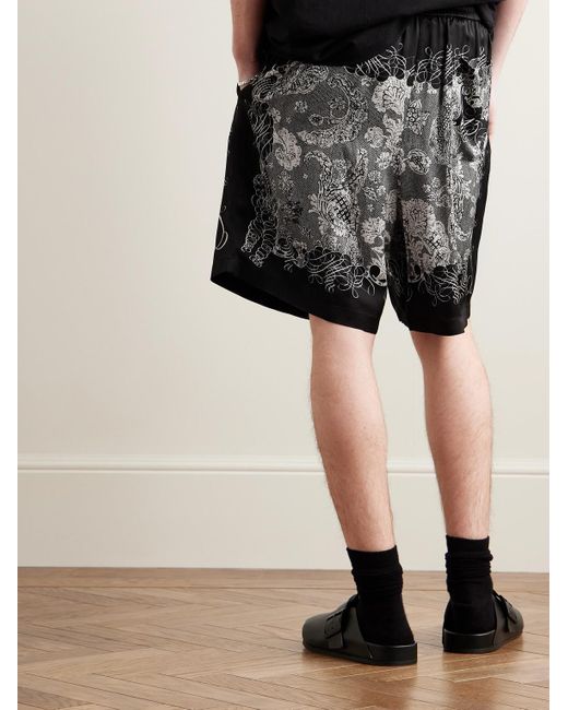Acne Black Rudent Wide-leg Printed Satin Shorts for men
