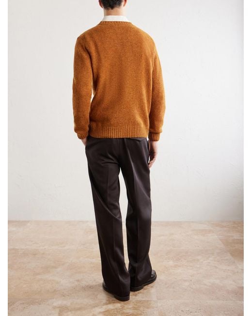 Caruso Brown Wool Sweater for men