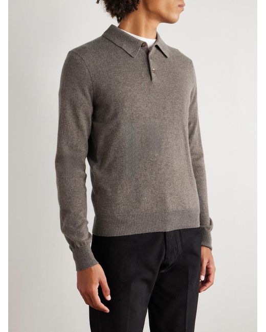 Rubinacci Gray Cashmere Polo Sweater for men