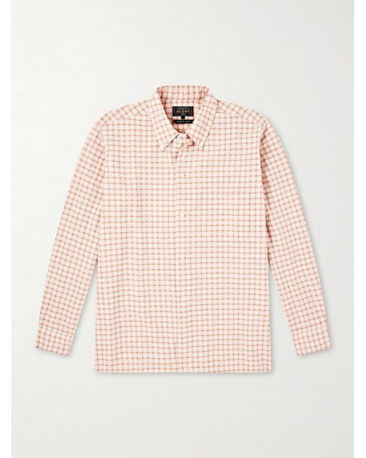 Beams Plus Natural Button-Down Seersucker Checked Cotton And Linen-Blend Shirt for men
