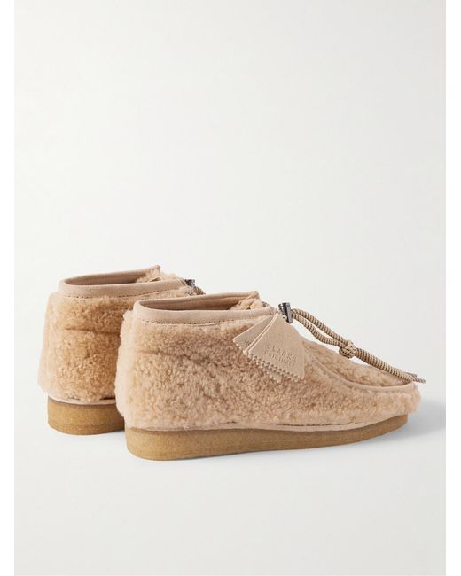 Moncler Genius Natural Clarks 2 Moncler 1952 Wallabee Suede-Trimmed Fleece Chukka Boots for men