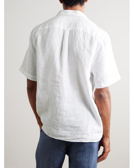 Vilebrequin White Charli Convertible-collar Linen Shirt for men