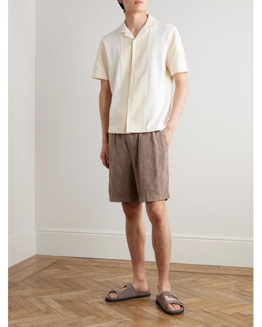 Mr P. Natural Camp-Collar Two-Tone Organic Cotton-Piqué Shirt for men