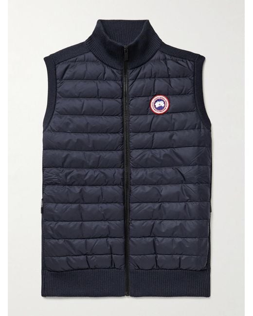 Canada Goose Blue Hybridge Slim-Fit Merino Wool And Quilted Nylon Down Gilet for men