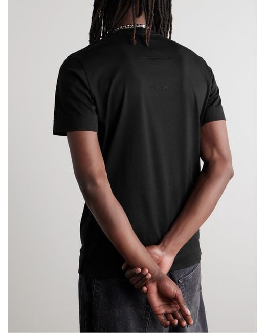 T-shirt in jersey di cotone con logo ricamato di Givenchy in Black da Uomo